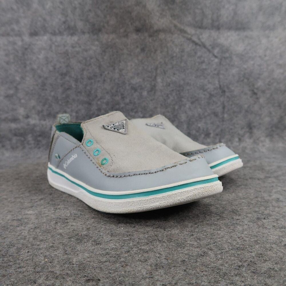 Columbia Shoes Kids 13 Slip On Bahama PFG Casual Leather Canvas Omni Grip Grey